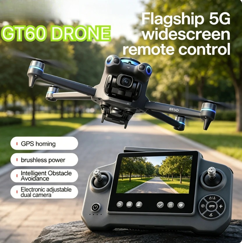 Drone Ae Rc - オリジナルGT60 GPS折りたたみ式RCクアッドコプター 4.3インチスクリーン 4K HD 8K