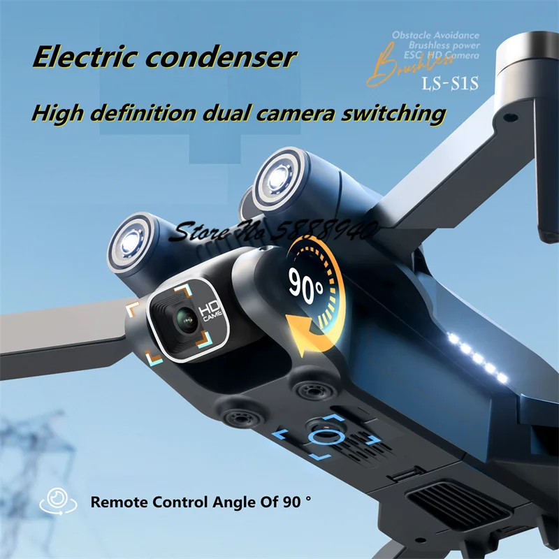 Drone S1S Rc Quadcopter - 6K光学フロー搭載、ブラシレスモーター、折りたたみ式、リモコン操作、Wi-Fi FPV、360度対応ドローン ° 回避機能付き、屋外用、空中撮影対応、デュアルESC搭載、カメラ付きRCクアッドコプター（ドローン）